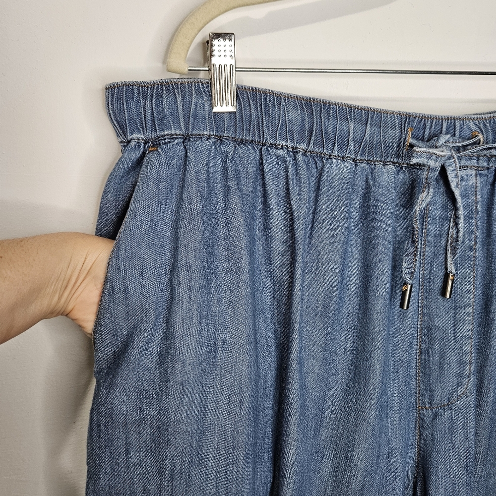 WILDFANG Essential Loose Leg Tencel Blend Culotte Wide Leg Pants Chambray 1X - Picture 6 of 15